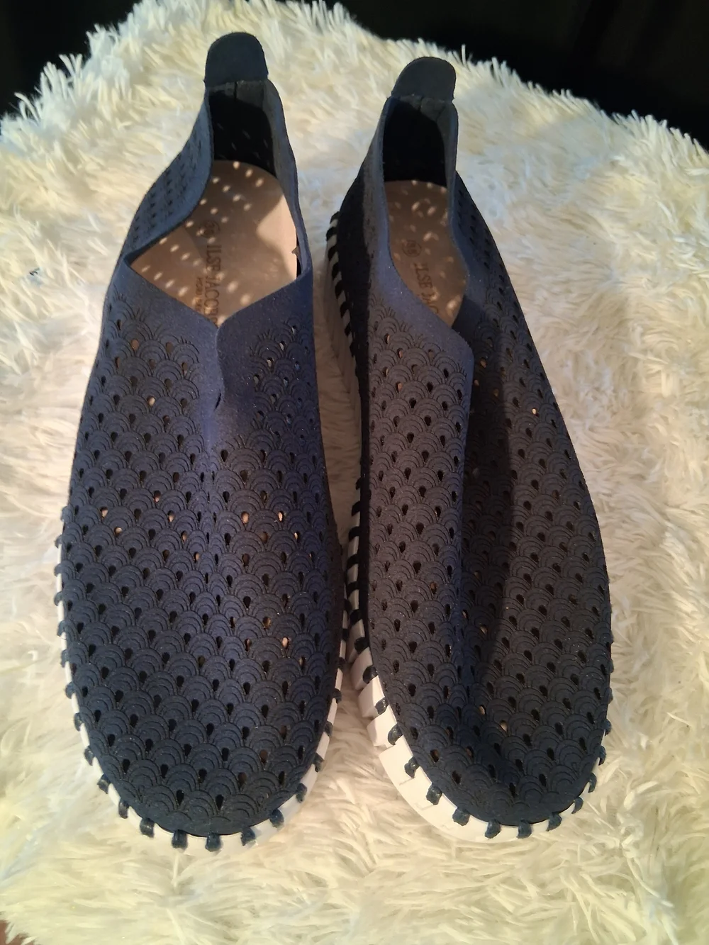 Ilse Jacobsen Navy Suede Slip-On Shoe